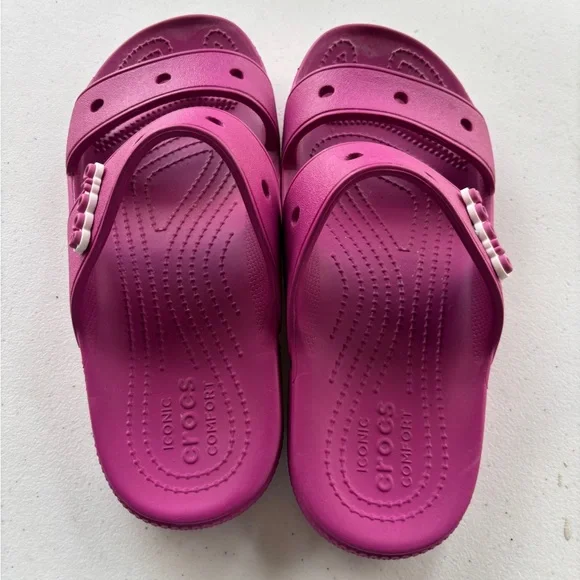 Bundle of 3 Comfortable Slide Sandals in Pink, Magenta, and White - Picture 5 of 10